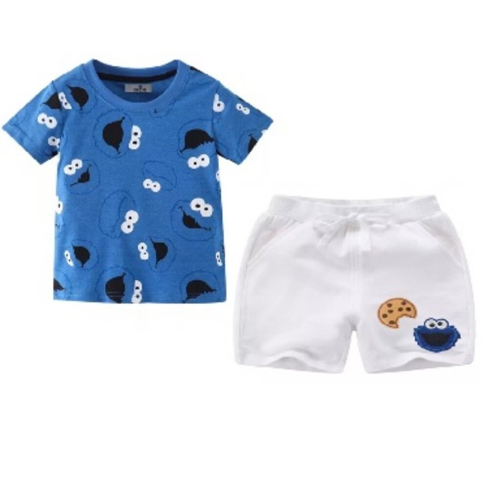 Sesame Street Shorts Cookie Monster Shirt Boy Tee Top Birthday Outfit Clothes